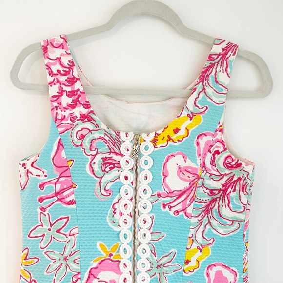 Lilly Pulitzer Floral Cathy Sheath Lolita Dress Teal Pink Sleeveless 2 - Picture 10 of 11